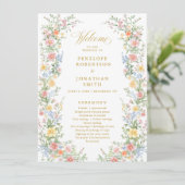 Carte de programme de mariage floral de jardin de (Debout devant)