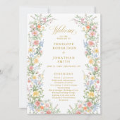 Carte de programme de mariage floral de jardin de (Devant)