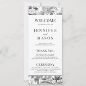 Carte de programme de mariage floral de la chinois (Devant)