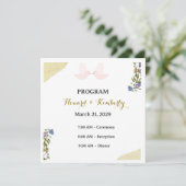 Carte de programme de mariage floral élégant (Debout devant)