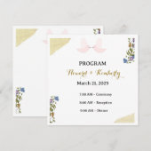 Carte de programme de mariage floral élégant (Devant / Derrière)