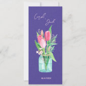 Carte de Programme de Mariage Floral en Pot Mason (Devant)