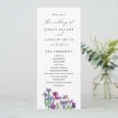 Carte de programme de mariage floral Iris aquarell (Debout devant)