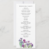 Carte de programme de mariage floral Iris aquarell (Dos)