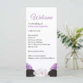 Carte de programme de mariage floral lavande (Debout devant)