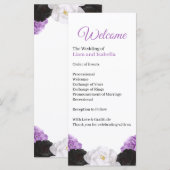 Carte de programme de mariage floral lavande (Devant / Derrière)