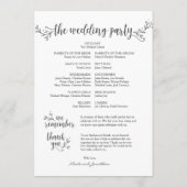 Carte de programme de mariage floral rustique 5x7  (Dos)