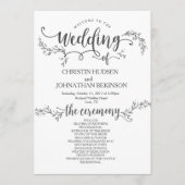 Carte de programme de mariage floral rustique 5x7  (Devant)