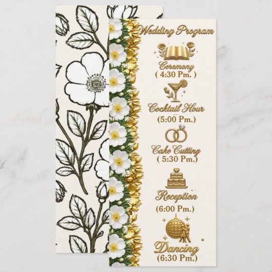 Carte de programme de mariage Georgia Cherokee Ros (Devant / Derrière)