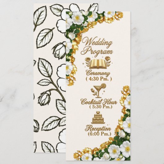 Carte de programme de mariage Georgia Cherokee Ros (Devant / Derrière)