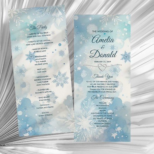 Carte de programme de mariage hivernal merveilleux