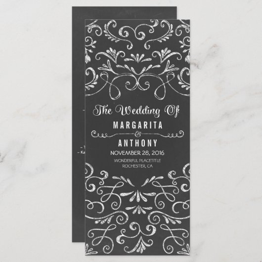 carte de programme de mariage manuscrite (Devant / Derrière)