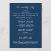 Carte de programme de mariage Marine & Rose Gold G (Dos)
