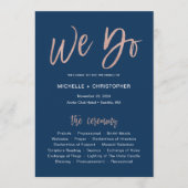 Carte de programme de mariage Marine & Rose Gold G (Devant)