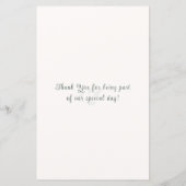 Carte de Programme de Mariage Minimaliste Botaniqu (Dos)