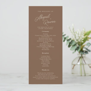 Carte de programme de mariage minimaliste marron b