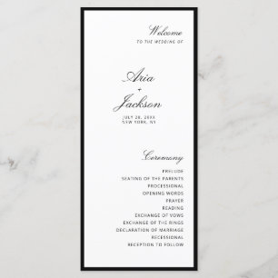 Carte de programme de mariage moderne à calligraph
