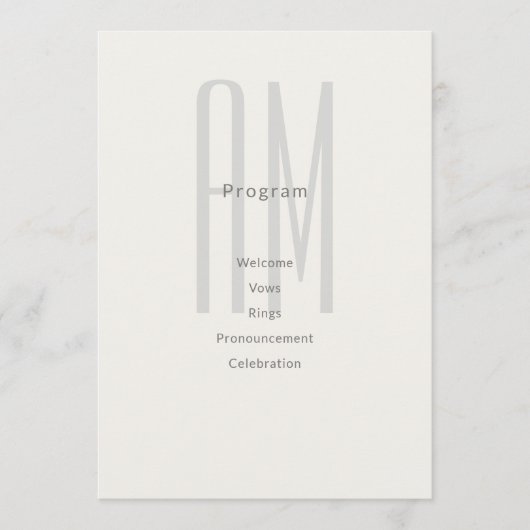 Carte de Programme de Mariage Monogramme Architect (Devant)