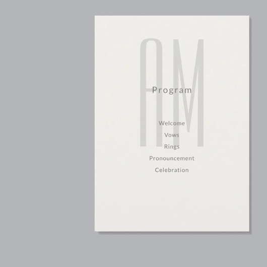 Carte de Programme de Mariage Monogramme Architect