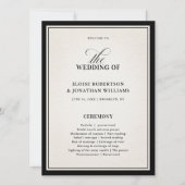 Carte de programme de mariage noir formel moderne (Devant)