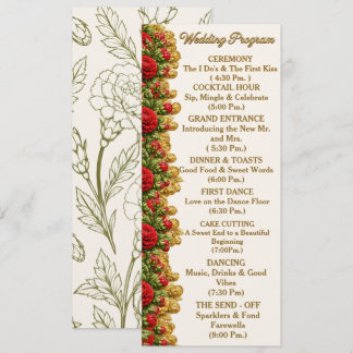 Carte de programme de mariage Ohio Red Carnation