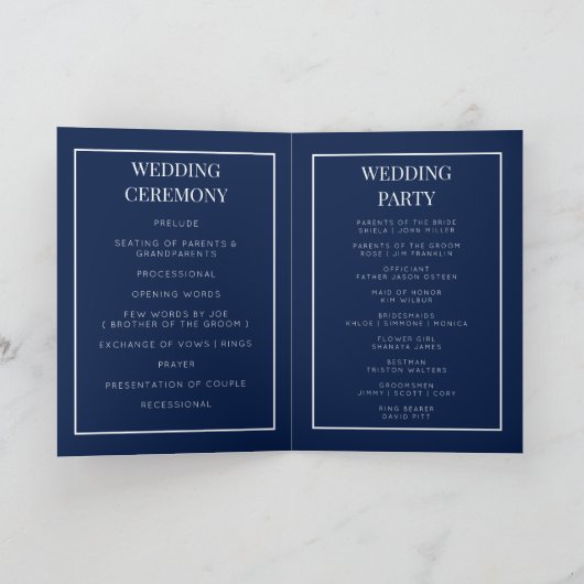 Carte de programme de mariage pliable avec monogra (Intérieur)