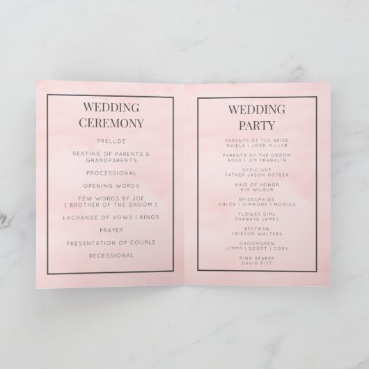 Carte de programme de mariage pliable monogramme p (Intérieur)