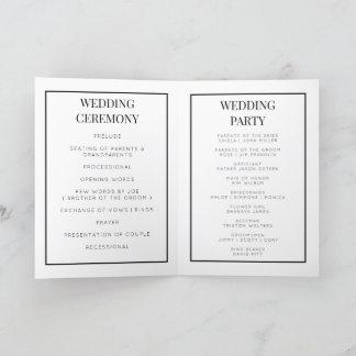 Carte de programme de mariage pliable monogramme p