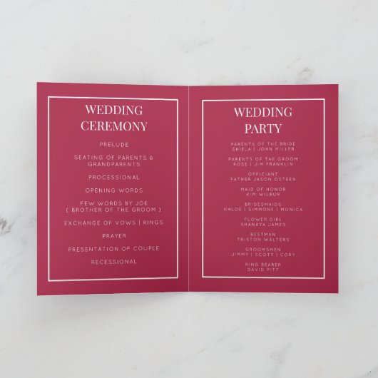 Carte de programme de mariage pliable monogramme p (Intérieur)