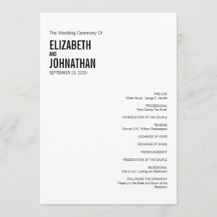 Carte de programme de mariage pour typographie sim