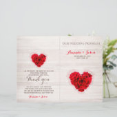 Carte de programme de mariage rouge rose hhn01 (Debout devant)