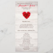 Carte de programme de mariage rouge rose hhn01 (Devant)