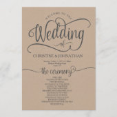 Carte de programme de mariage rustique 5x7 calligr (Devant)