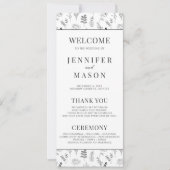 Carte de programme de mariage simple à florale noi (Devant)