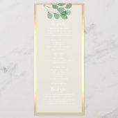 Carte de Programme de Mariage Vert Doré (Dos)