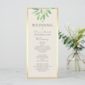 Carte de Programme de Mariage Vert Doré (Debout devant)