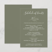 Carte de programme de mariage vert foncé (Devant / Derrière)