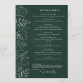 Carte de programme de mariage vert inspiré de la n (Dos)