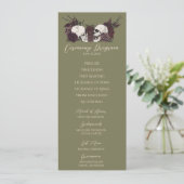 Carte de programme de mariage vert olive floral go (Debout devant)