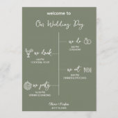 Carte de Programme de Mariage Vert Sauge Modifiabl (Devant)