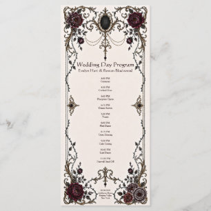 Carte de Programme de Mariage Victorien Sombre