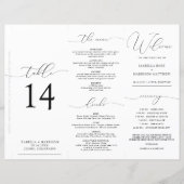 Carte de Programme de Menu de Numéro de Table Plia (Devant)