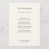 Carte de programme de récital de piano modifiable (Dos)