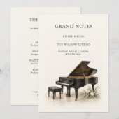 Carte de programme de récital de piano modifiable (Devant / Derrière)