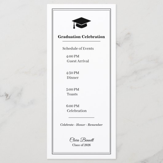 Carte de programme de remise des diplômes élégante (Devant)