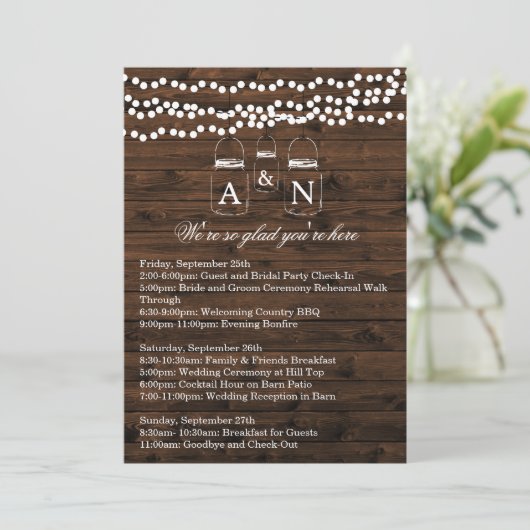 Carte de programme de week-end de guirlande de pot (Debout devant)