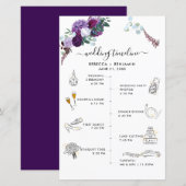 Carte de Programme d'Itinéraire de Mariage aux Fle (Devant / Derrière)