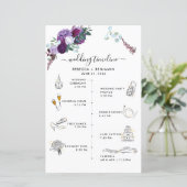 Carte de Programme d'Itinéraire de Mariage Floral (Debout devant)