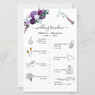 Carte de Programme d'Itinéraire de Mariage Floral