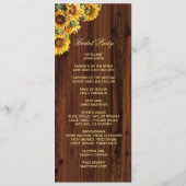 Carte de programme double côté Gold Sunfleurs (Dos)